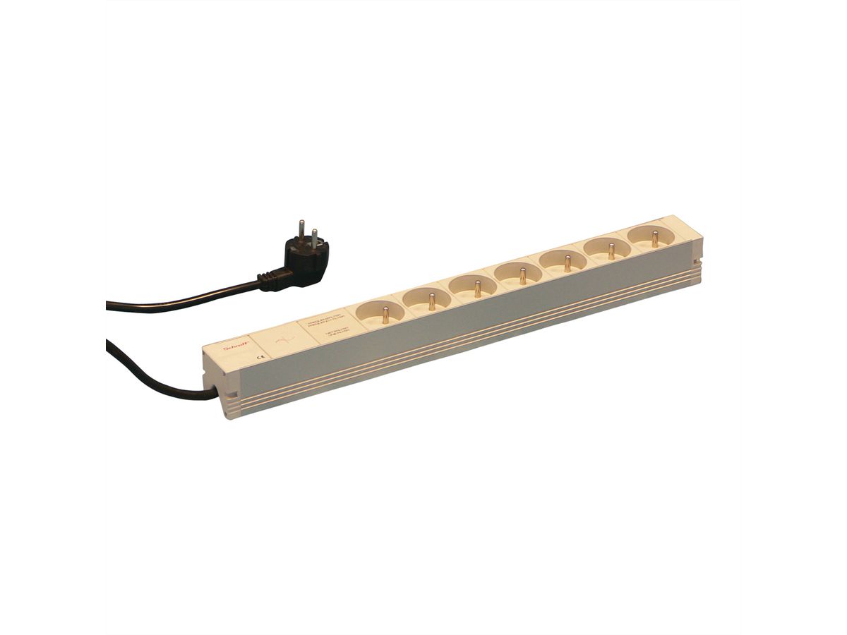 Bâti de prises SCHROFF, UTE, 7 prises, 19", avec filtre de suppression de réseau
