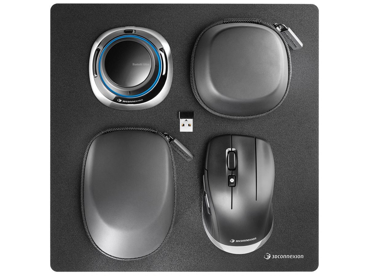 3Dconnexion SpaceMouse Wireless Kit 2 souris Universel Droitier RF Wireless + Bluetooth + USB Type-A Optique