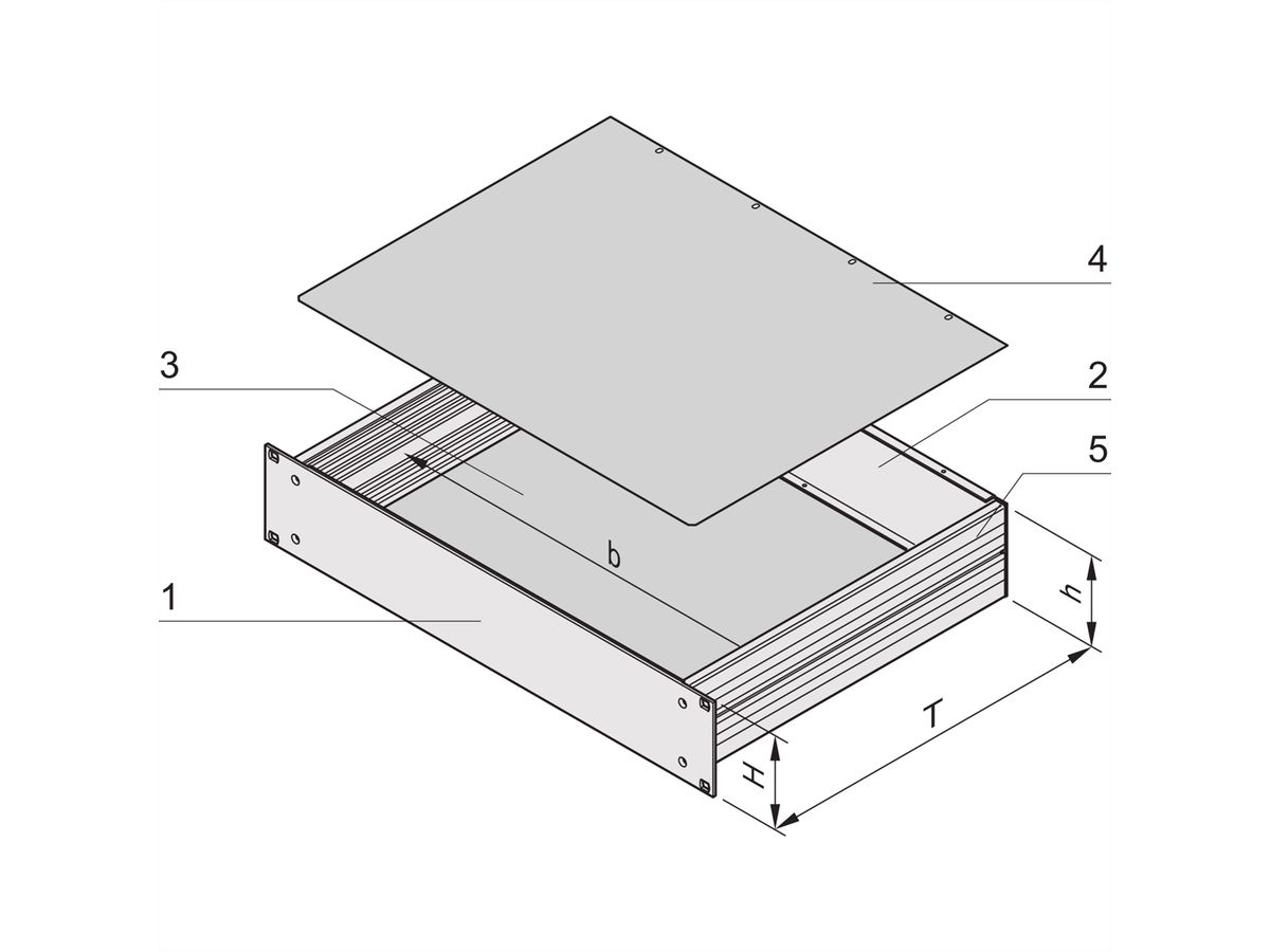 SCHROFF MultipacPRO 19" Châssis, aluminium, dessus et dessous lisse, 1 U, 280 mm