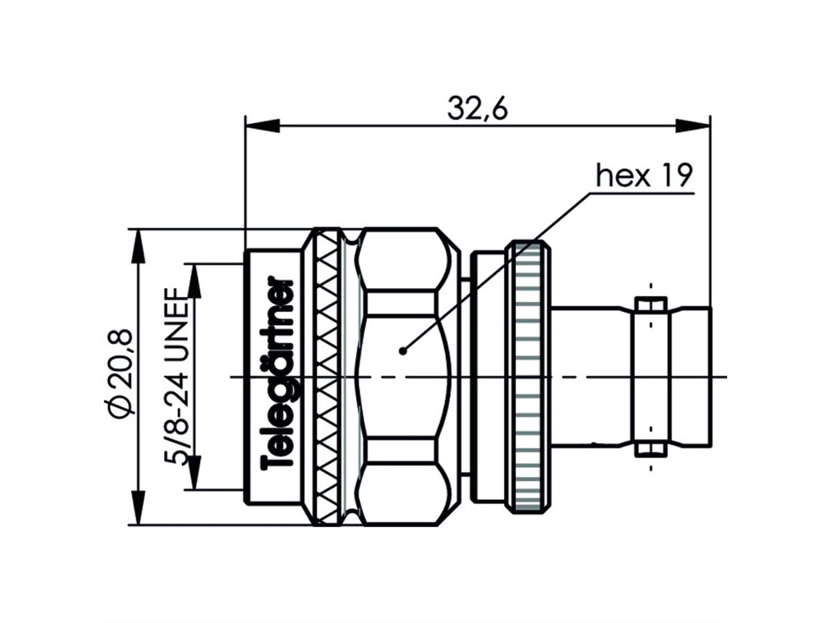 TELEGÄRTNER Adaptateur BNC femelle / N mâle