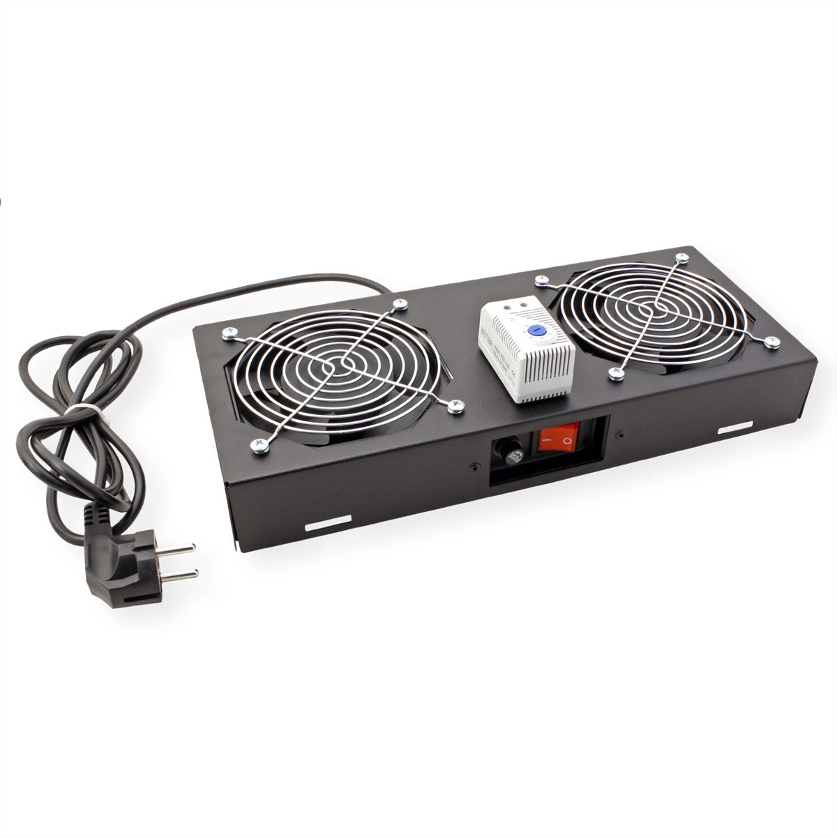 ROLINE Unité de ventilation 2 ventilateurs, thermostat , pour boîtier mural 19", noir
