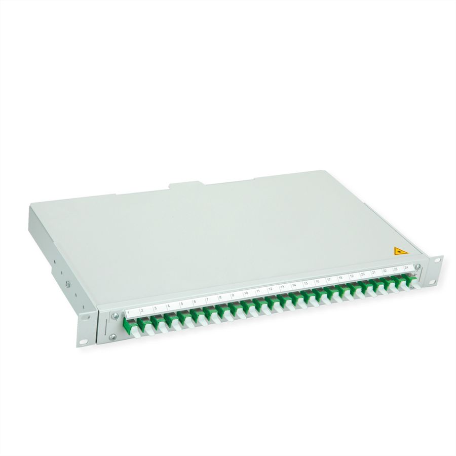 TELEGÄRTNER BASIS V Panneau FO avec coupleurs, 24x E2000, vert, OS2 APC