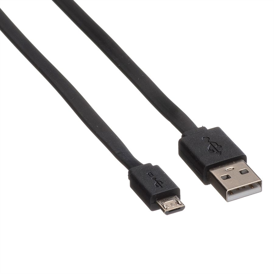 ROLINE Câble USB 2.0, USB A mâle - Micro USB B mâle, noir, 1 m