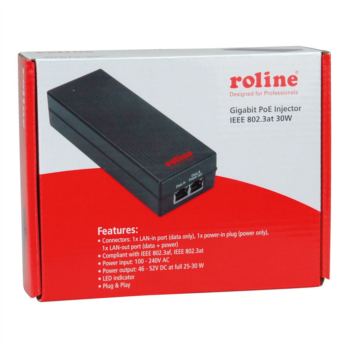 ROLINE Injecteur PoE Gigabit, 30W