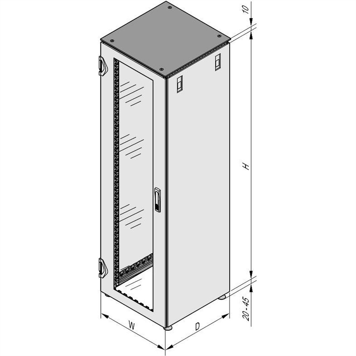 SCHROFF Varistar IP 20 Armoire, porte avant en verre, porte arrière en acier, 42 U 2000H 600W 800D