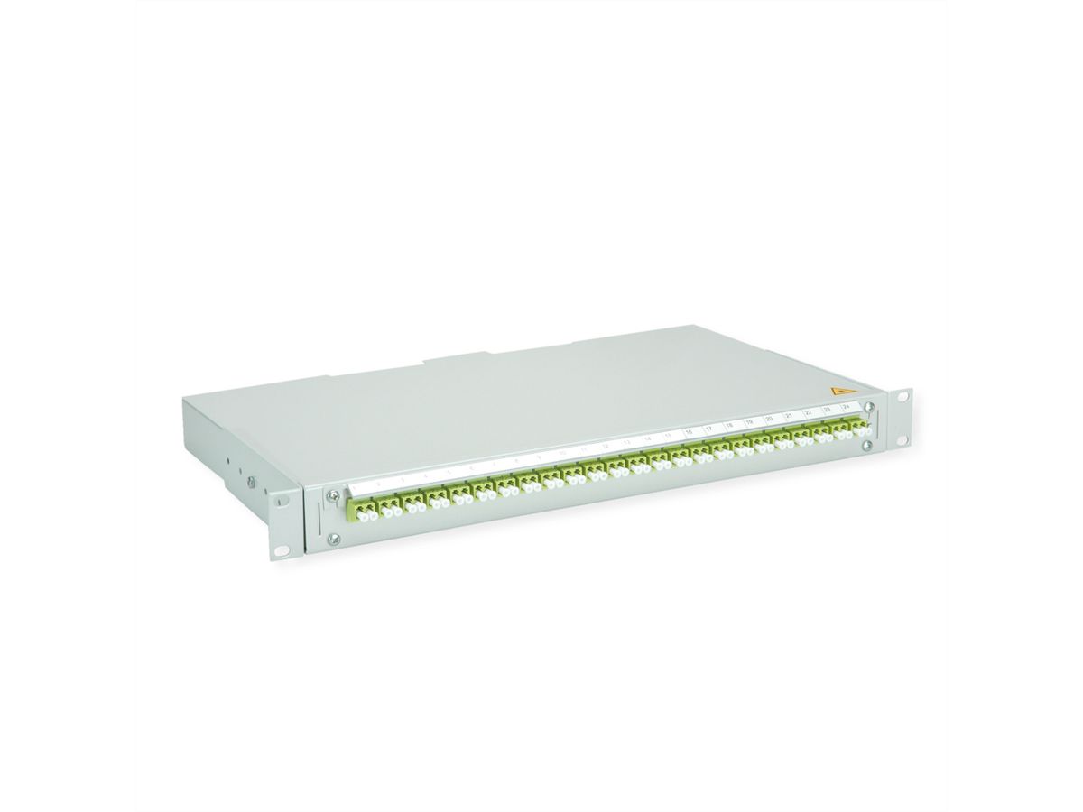TELEGÄRTNER BASIS V Panneau fibre optique avec coupleurs & Pigtails , 24x LC Duplex, vert sapin, OM5