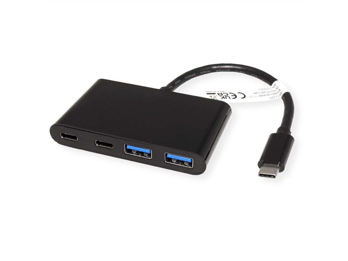 VALUE Hub USB 3.2 Gen 2, 4 ports (2x A+ 2x C), prise type C